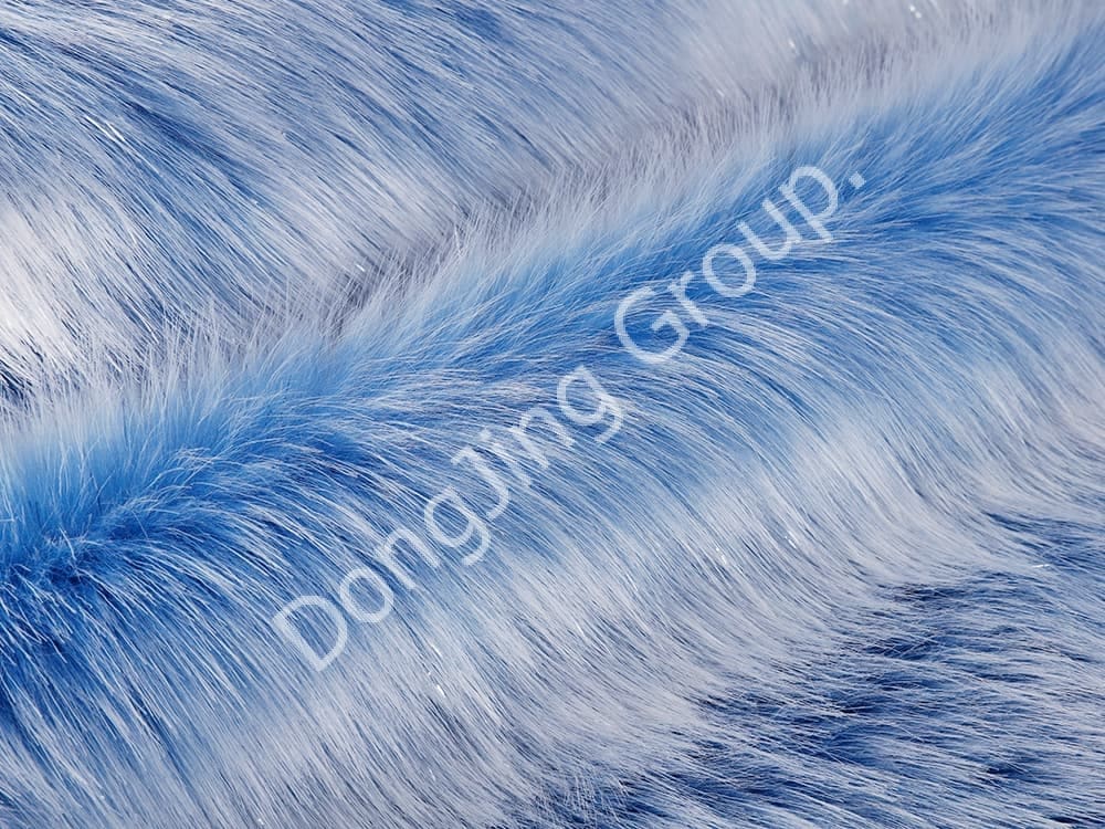 DP0711-Klip biru wayar perak tarik putih faux fur fabric