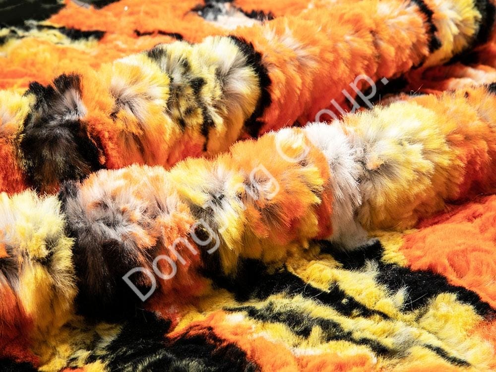 7KT0362-Bulu arnab bercetak putih pudar faux fur fabric