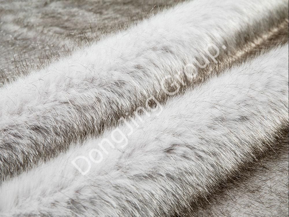 9HG0091-Bulu musang kopi yang dicelup putih pudar faux fur fabric