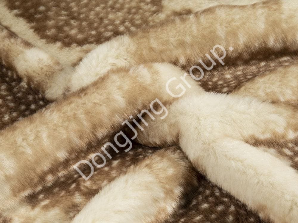 9HG0149-Cetakan rusa putih pudar faux fur fabric