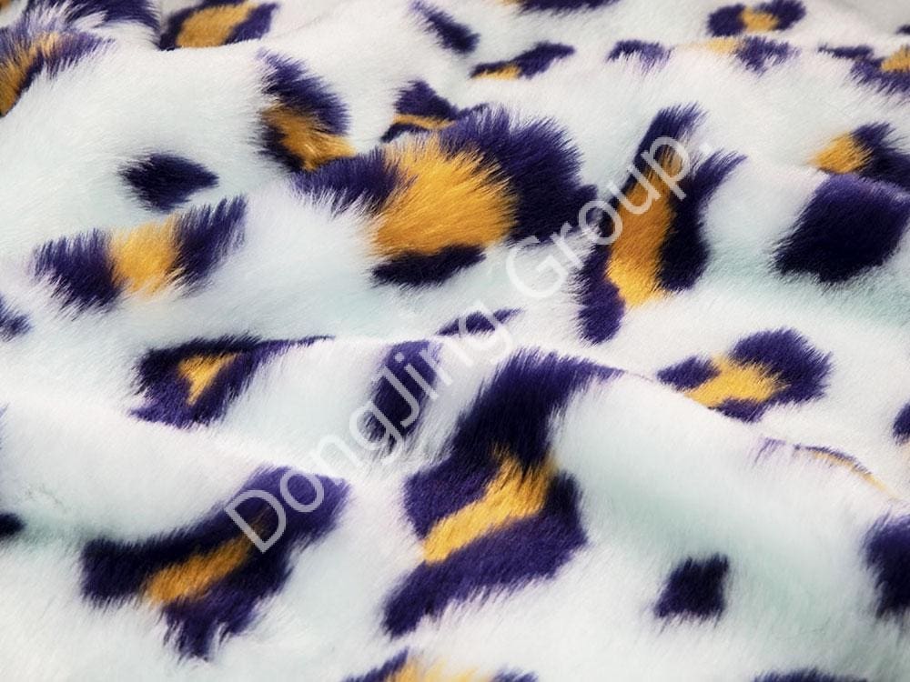 9HW0390-cetakan harimau bintang bulatan jacquard tiga warna (Landi kuning) faux fur fabric