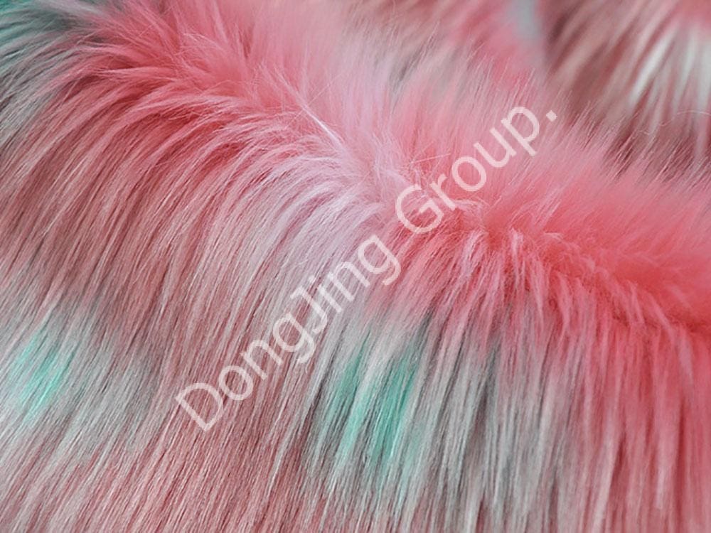 9KW0051-Bulu musang semburan putih pudar faux fur fabric