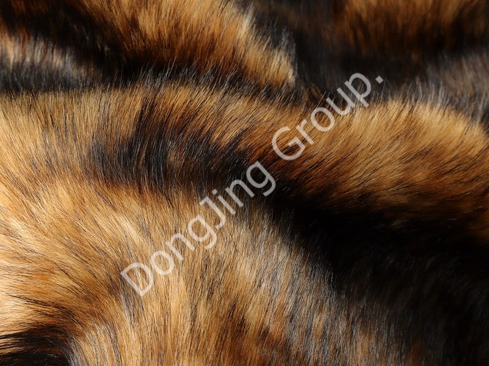 9W0591-Bulu rakun dua hujung jacquard berwarna coklat dan kuning air faux fur fabric