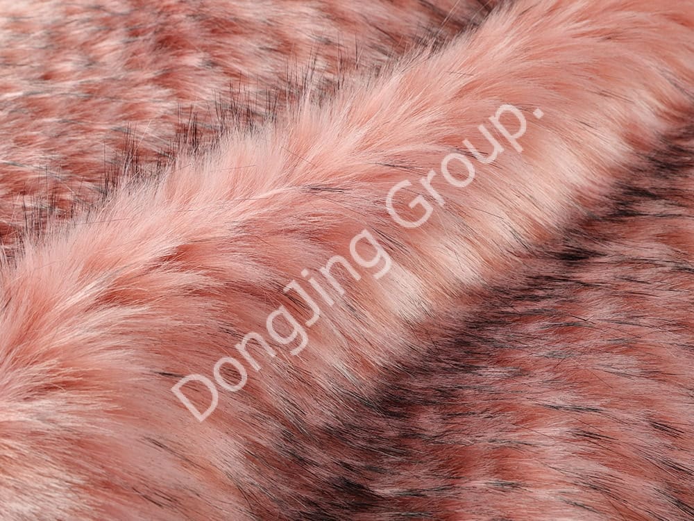 9W0684-Rambut rakun nanas merah jambu faux fur fabric