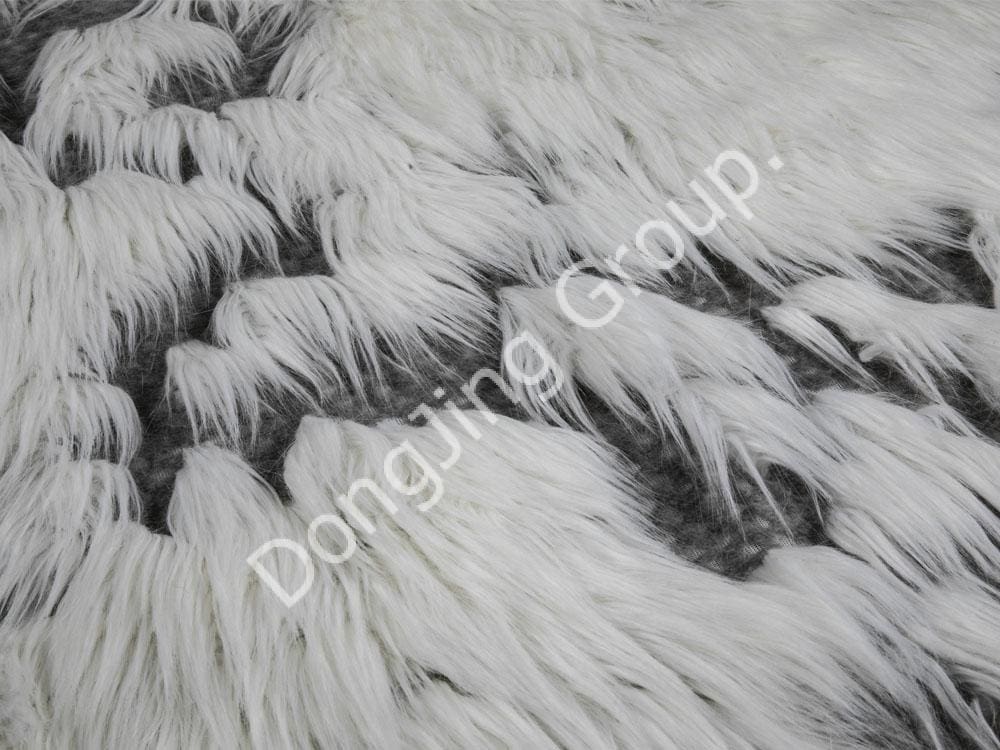 9W0925-Musang lencong anti-rambut putih angkat kelabu faux fur fabric