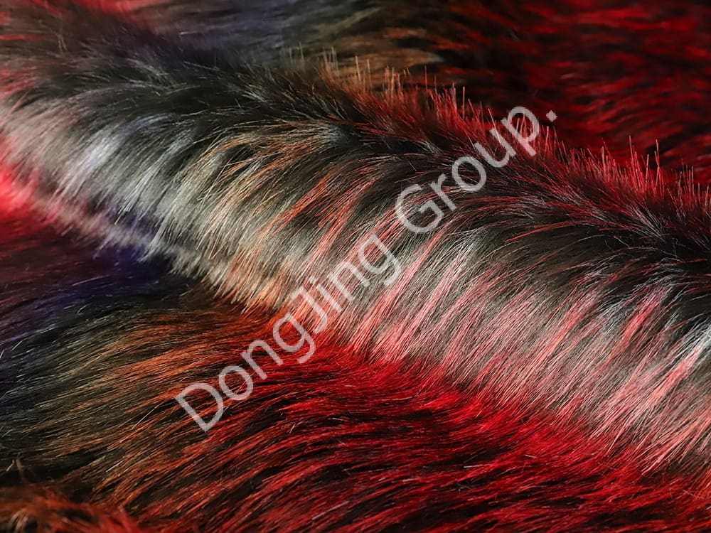 9W1392-Rambut rakun berwarna hitam dan merah faux fur fabric