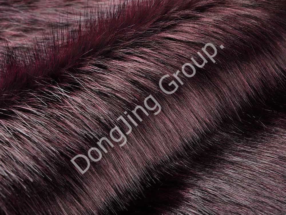 DP0663-Petua berwarna kelabu gelap dan merah wain faux fur fabric